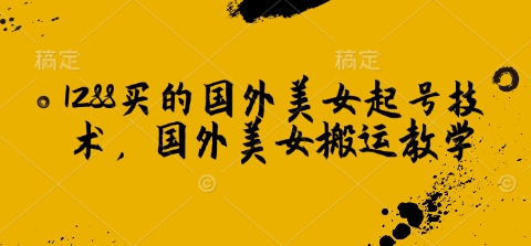 1288买的国外美女起号技术，国外美女搬运教学 - 创享网-创享网
