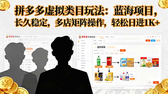 拼多多虚拟类目玩法,蓝海项目,长久稳定,多店矩阵操作,轻松日进1K+-创享网
