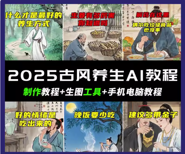 抖音AI古风养生视频教程日入五张 轻松涨粉 10W+ - 创享网-创享网