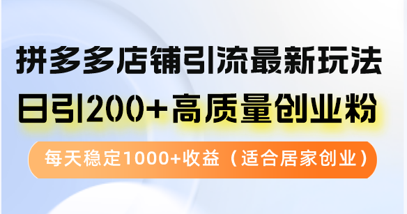 拼多多店铺引流最新玩法，日引200+高质量创业粉，每天稳定1000+收益(... - 创享网-创享网