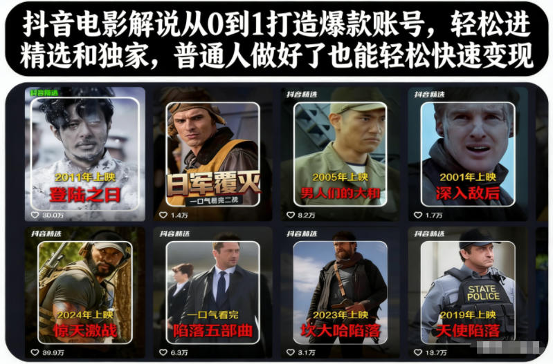 抖音电影解说从0到1打造爆款账号,轻松进精选和独家,普通人做好了也能轻松快速变现-创享网
