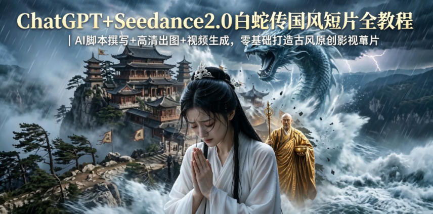 ChatGPT+Seedance2.0白蛇传国风短片全教程｜AI脚本撰写+高清出图+视频生成，零基础打造古风原创影视短片-创享网