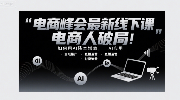电商峰会最新线下课，电商人破局，如何用AI降本增效，AI应用-全域推广-直播运营-付费流量 - 创享网-创享网