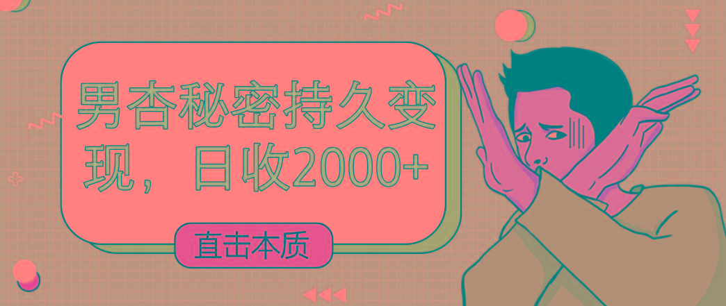 直击本质，男杏秘密持久变现，日收2000+ - 创享网-创享网
