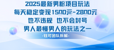 2025最新男粉项目玩法每天变现1k+也不违规也不会封号男人最懂男人的玩法 - 创享网-创享网