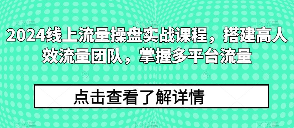 2024线上流量操盘实战课程，搭建高人效流量团队，掌握多平台流量 - 创享网-创享网