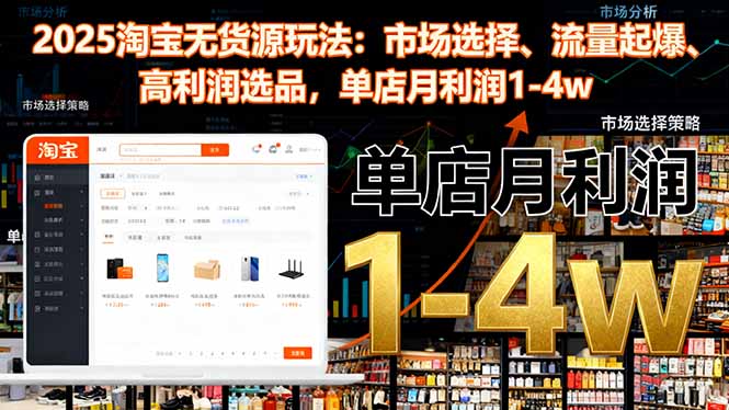 2025淘宝无货源玩法：市场选择、流量起爆、高利润选品，单店月利润1-4w - 创享网-创享网