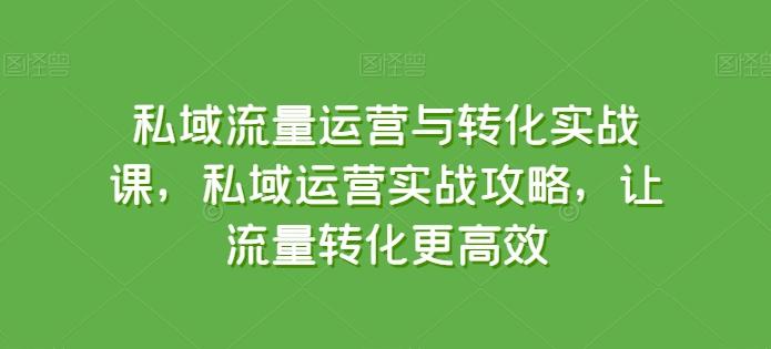 私域流量运营与转化实战课，私域运营实战攻略，让流量转化更高效 - 创享网-创享网