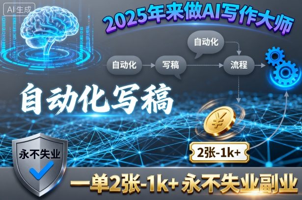 2025年来做AI写作大师，自动化写稿，一单2张-1k+，永不失业副业 - 创享网-创享网