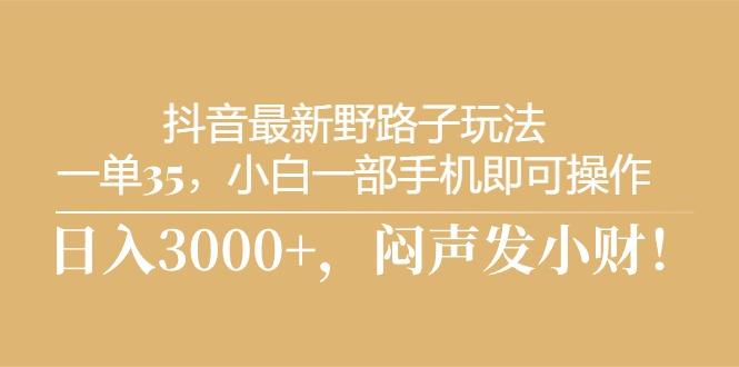 抖音最新野路子玩法，一单35，小白一部手机即可操作，，日入3000+，闷... - 创享网-创享网
