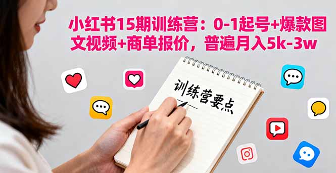 小红书15期训练营：0-1起号+爆款图文视频+商单报价，普遍月入5k-3w-创享网