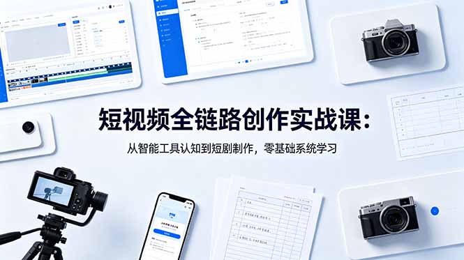 短视频全链路创作实战课：从智能工具认知到短剧制作，零基础系统学习-创享网