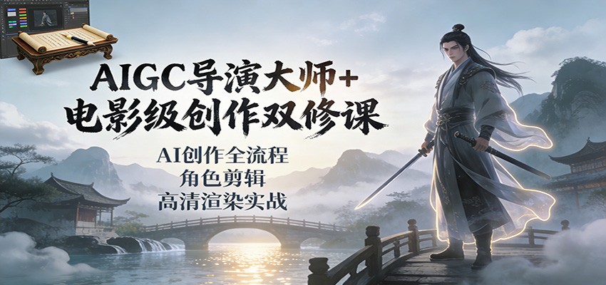 AIGC导演大师+电影级创作双修课：AI创作全流程、角色剪辑、高清渲染实战-创享网