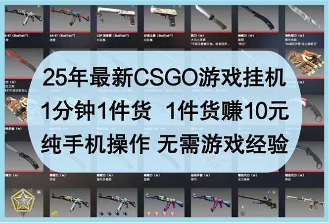 25年最新CSGO游戏挂机，1分钟1件货，1件货赚10元 纯手机操作 无需游戏经验 - 创享网-创享网