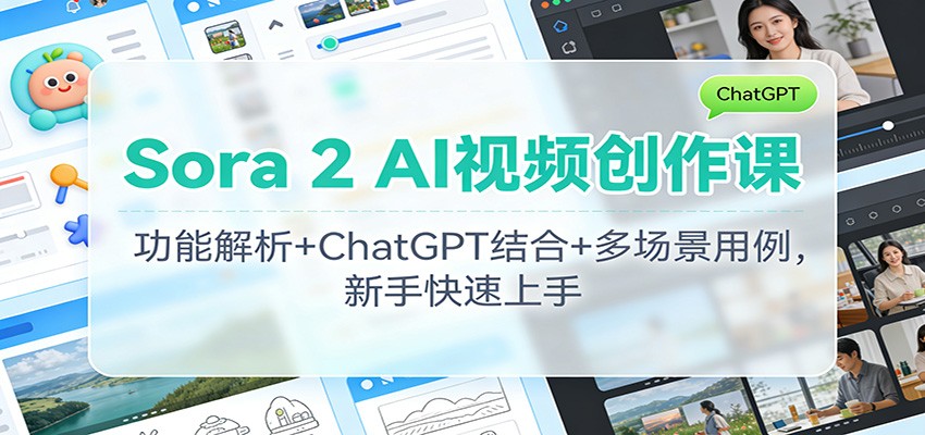 Sora 2 AI视频创作课:功能解析+ChatGPT结合+多场景用例,新手快速上手-创享网