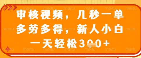 审核视频，几秒一单，多劳多得，新人小白一天轻松3张【揭秘】 - 创享网-创享网