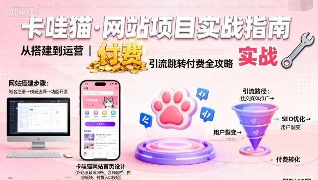 卡哇猫·网站项目，网站搭建与运营以及引流跳转付费 - 创享网-创享网