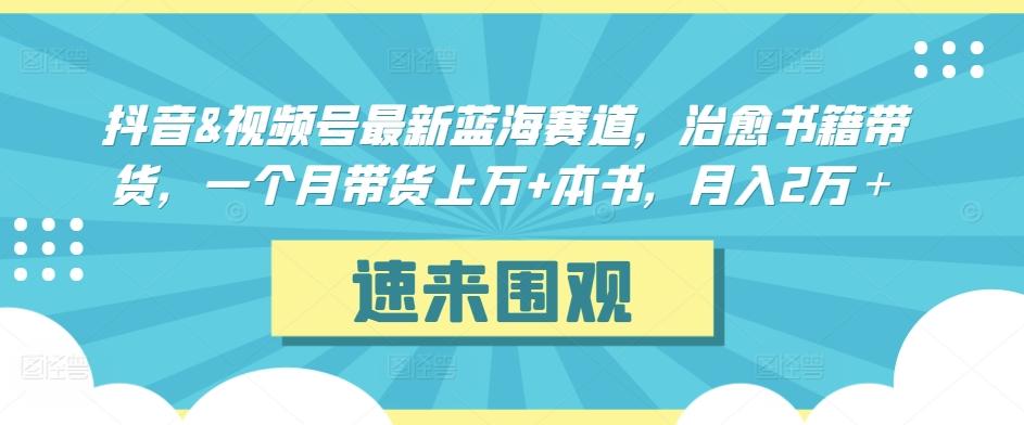抖音&视频号最新蓝海赛道，治愈书籍带货，一个月带货上万+本书，月入2万＋【揭秘】 - 创享网-创享网