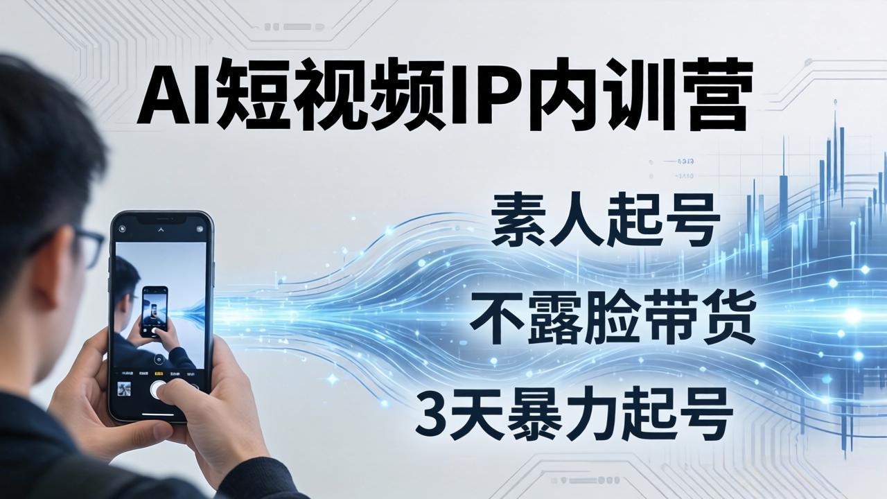 2026AI短视频IP内训营：从素人起号到不露脸带货，3天暴力起号全流程拆解-创享网