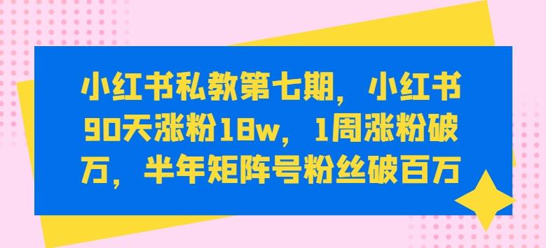 小红书私教第七期，小红书90天涨粉18w，1周涨粉破万，半年矩阵号粉丝破百万 - 创享网-创享网