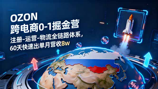 OZON跨境电商0-1掘金营:注册-运营-物流全链路体系,60天快速出单月营收8w-创享网