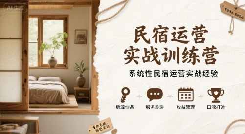 民宿运营实战训练营，系统性民宿运营实战经验 - 创享网-创享网