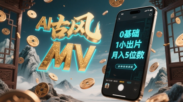 AI一键生成古风音乐MV，0剪辑基础1小时出片，多种变现渠道，一部手机月入5位数 - 创享网-创享网