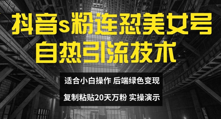 抖音s粉连怼美女号自热引流技术复制粘贴，20天万粉账号，无需实名制，矩阵操作【揭秘】 - 创享网-创享网
