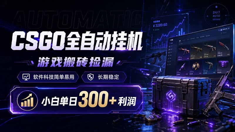 CSGO全自动挂机，游戏搬砖捡漏，软件科技简单易用，长期稳定，小白单日300+利润-创享网