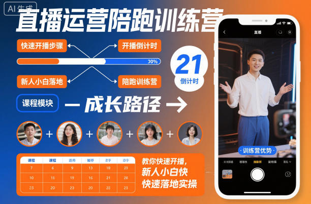 直播运营陪跑训练营，教你快速开播，新人小白快速落地实操-创享网