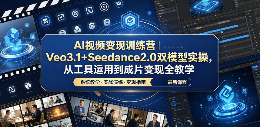 AI视频变现训练营｜Veo3.1+Seedance2.0双模型实操，从工具运用到成片变现全教学-创享网