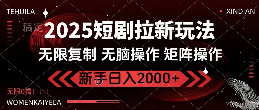 2025短剧拉新玩法，无需注册登录，无限0撸，无脑批量操作日入2000+ - 创享网-创享网
