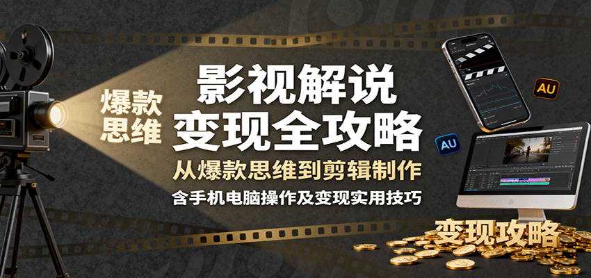 影视解说变现全攻略：从爆款思维到剪辑制作，含手机电脑操作及变现实用技巧-创享网