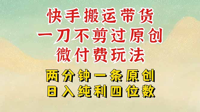 快手黑科技搬运带货，一刀不剪过原创，微付费投流玩法，轻松日入四位数… - 创享网-创享网