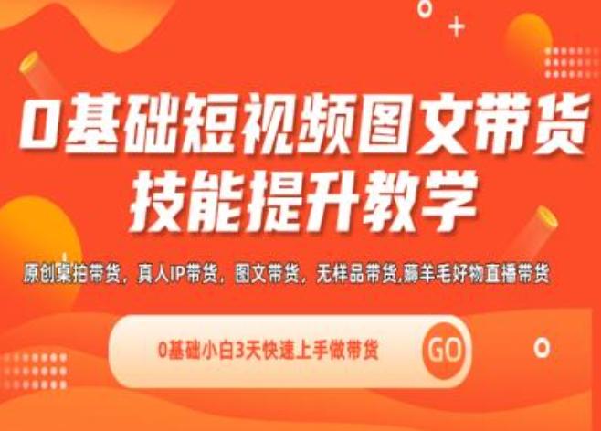 0基础短视频图文带货实操技能提升教学(直播课+视频课),0基础小白3天快速上手做带货 - 创享网-创享网
