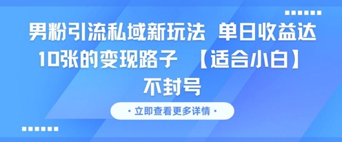 男粉引流私域新玩法，单日收益达10张的变现路子 【适合小白】不封号 - 创享网-创享网