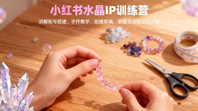 小红书水晶IP训练营，讲解账号搭建、手作教学、拍摄剪辑，全流程运营技能-创享网