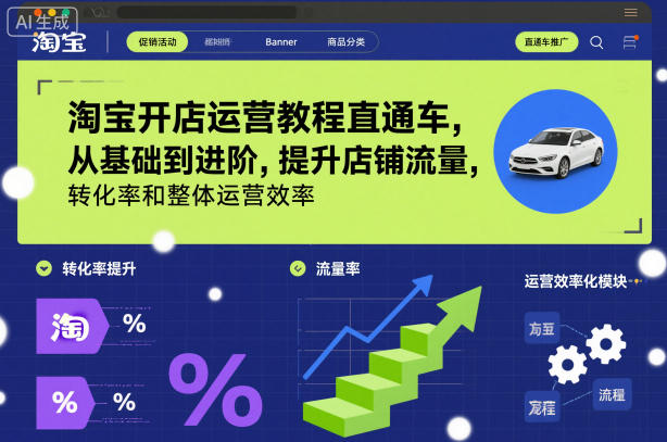 淘宝开店运营教程直通车，从基础到进阶，提升店铺流量，转化率和整体运营效率(更新26年3月)-创享网