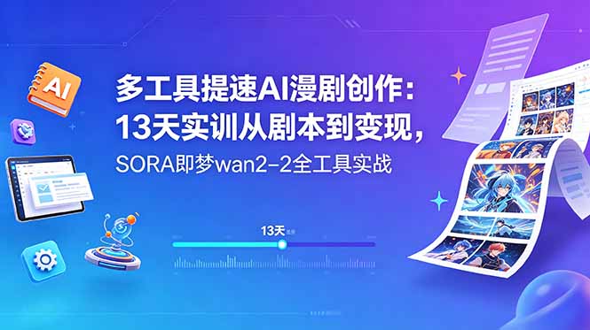 多工具提速AI漫剧创作：13天实训从剧本到变现，SORA即梦wan2-2全工具实战-创享网