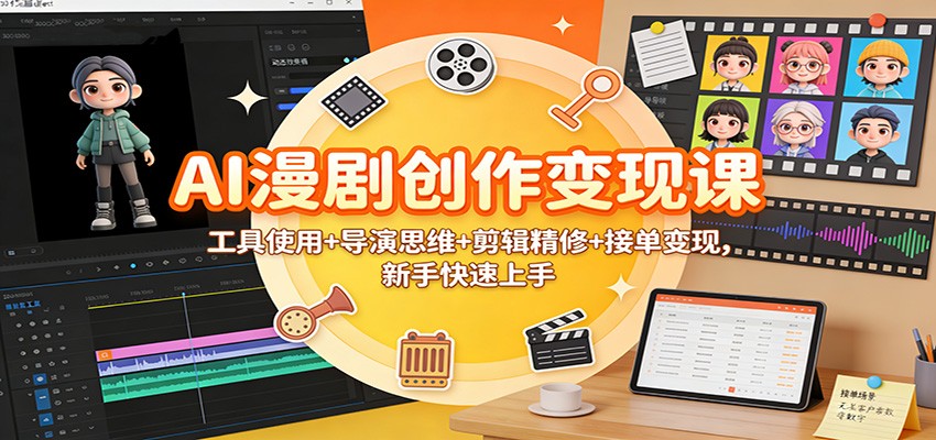 AI漫剧创作变现课:工具使用+导演思维+剪辑精修+接单变现,新手快速上手-创享网