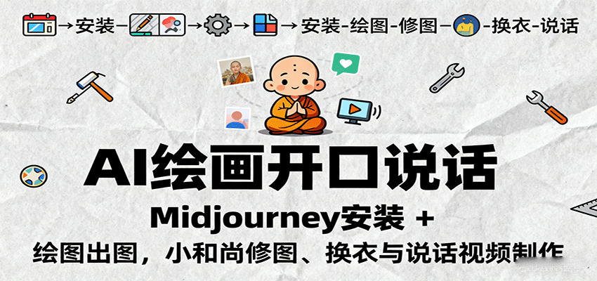 AI绘画开口说话，Midjourney安装 + 绘图出图，小和尚修图、换衣与说话视频制作 - 创享网-创享网