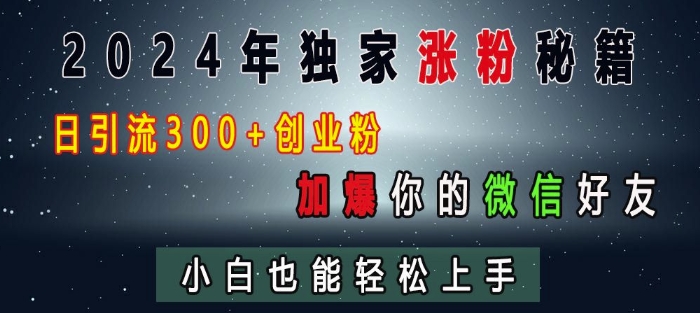 2024年独家涨粉秘籍，日引流300+创业粉，加爆你的微信好友，小白也能轻松上手 - 创享网-创享网