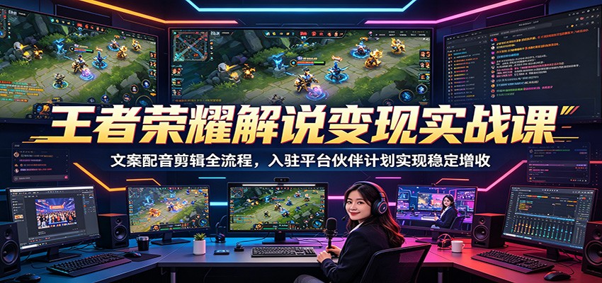 王者荣耀解说变现实战课:文案配音剪辑全流程,入驻平台伙伴计划实现稳定增收-创享网