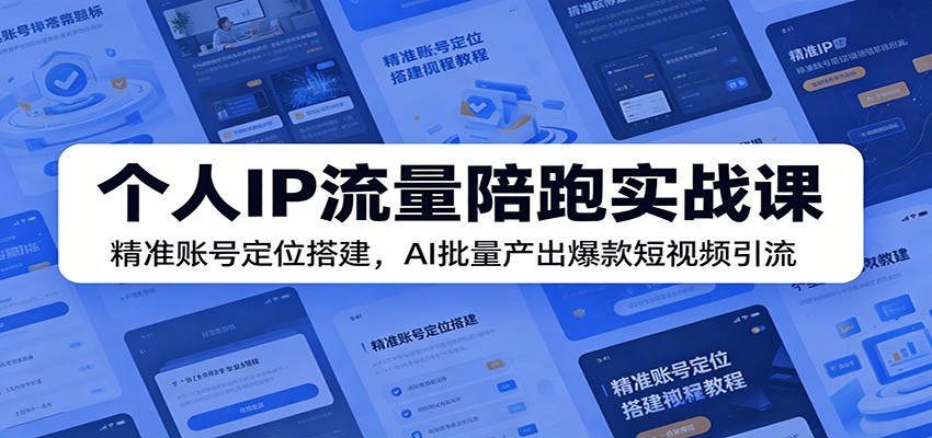 个人IP流量陪跑实战课：精准账号定位搭建，AI批量产出爆款短视频引流 - 创享网-创享网