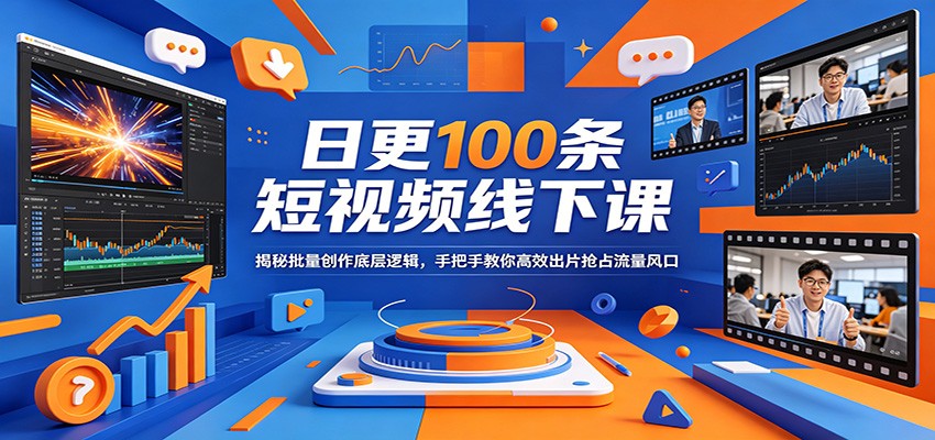 日更100条短视频线下课：揭秘批量创作底层逻辑，手把手教你高效出片抢占流量风口-创享网