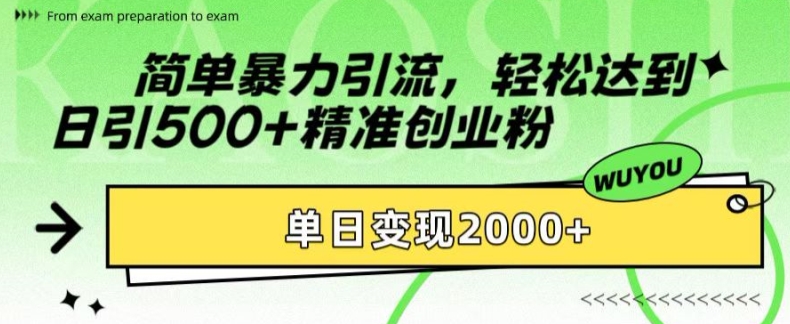 简单暴力引流，轻松达到日引500+精准创业粉，单日变现2k【揭秘】 - 创享网-创享网