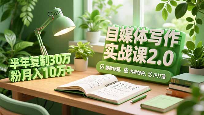 自媒体写作实战课2.0，爆款标题、内容结构、IP打造，半年复制30万粉月入10万+ - 创享网-创享网
