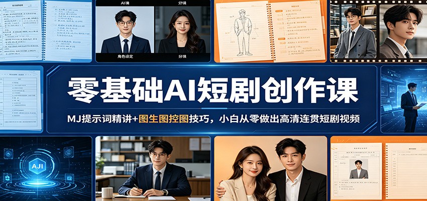 零基础AI短剧创作课：MJ提示词精讲+图生图控图技巧，小白从零做出高清连贯短剧视频-创享网