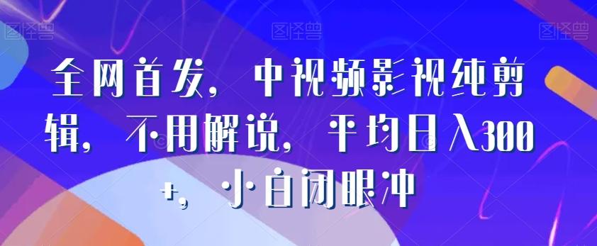 全网首发，中视频影视纯剪辑，不用解说，平均日入300+，小白闭眼冲 - 创享网-创享网