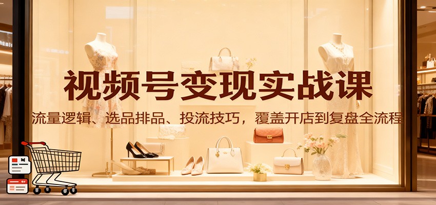 视频号变现实战课：流量逻辑、选品排品、投流技巧，覆盖开店到复盘全流程-创享网